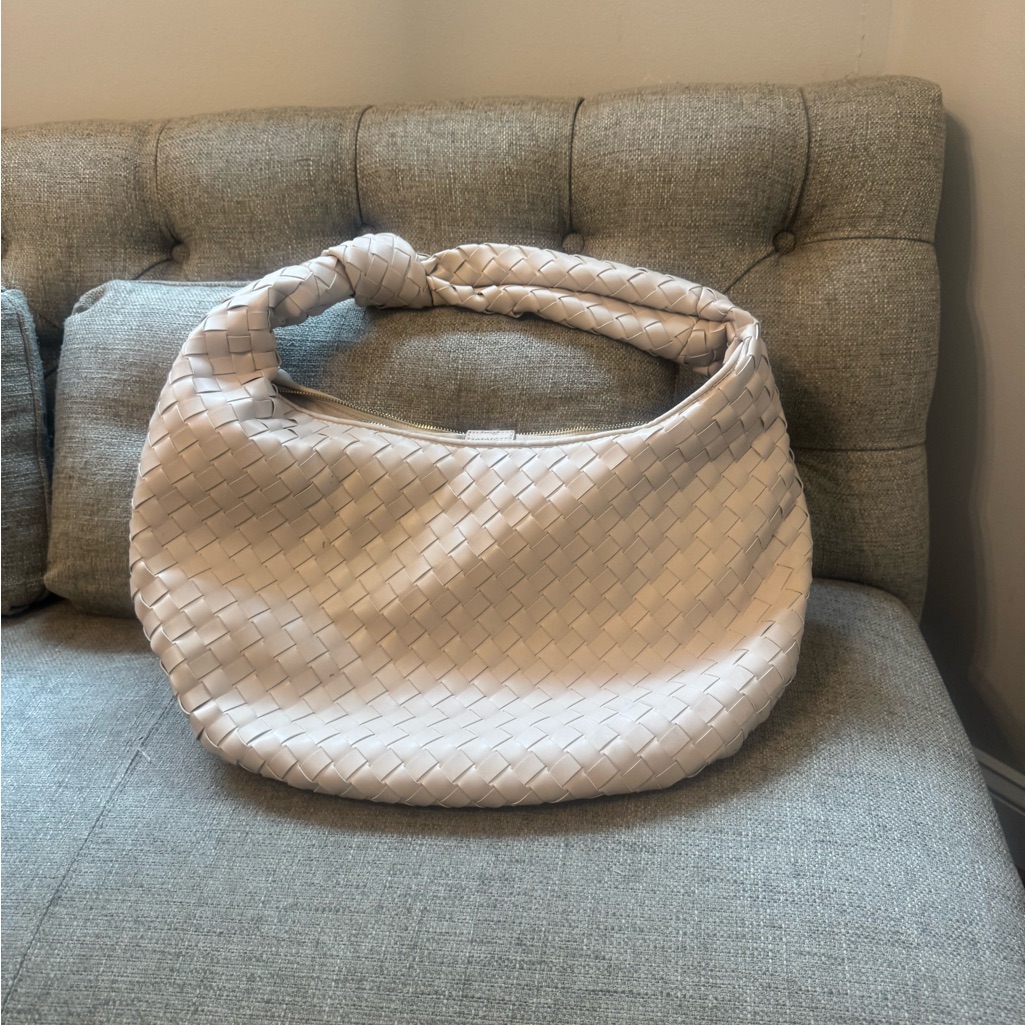 Anthropologie Cream Woven Hobo Bag Oversized